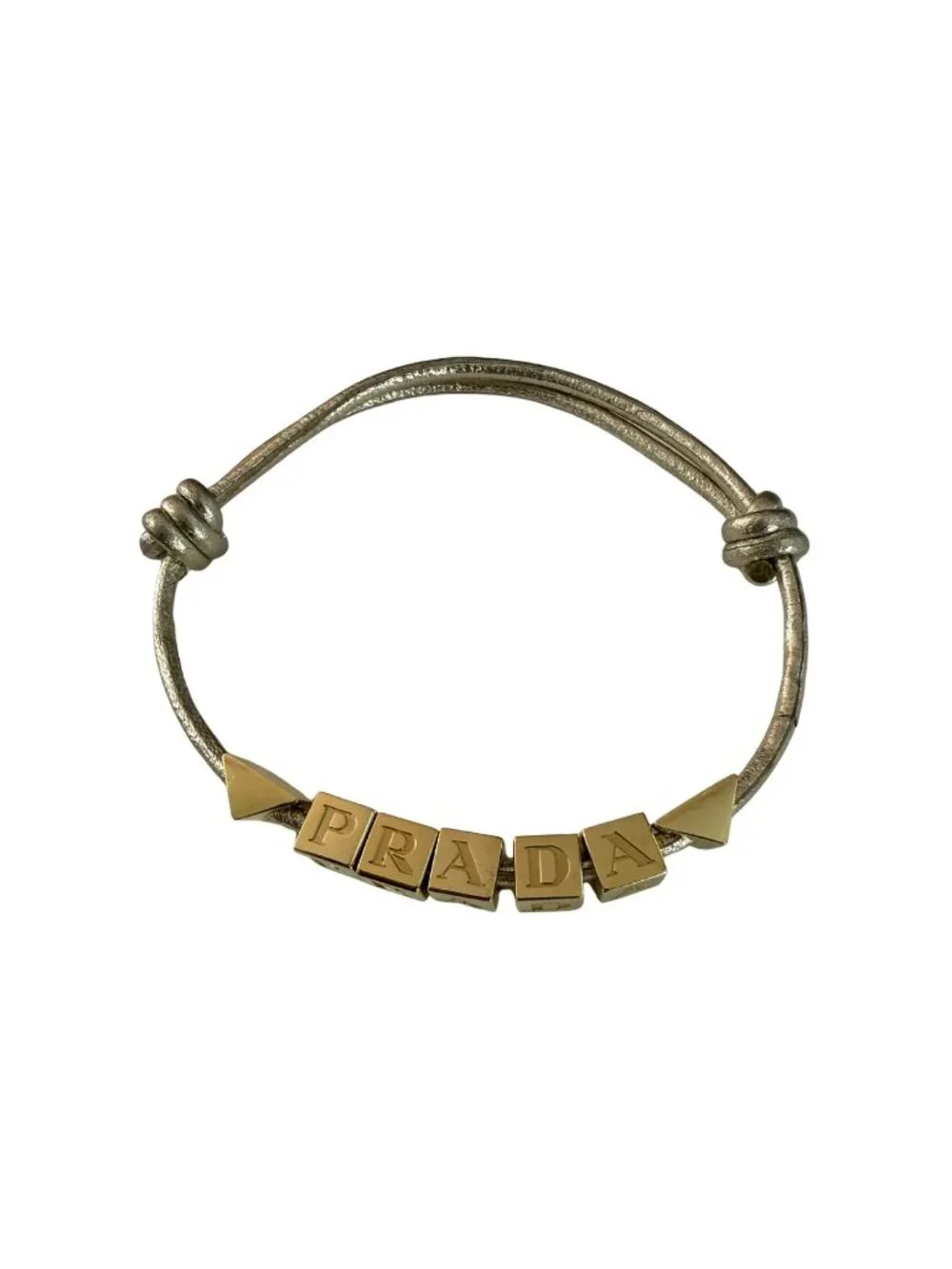 PRADA Silver Nappa leather bracelet EUC $480 OS